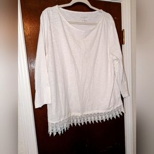 Talbot's White Lace embellished cotton top